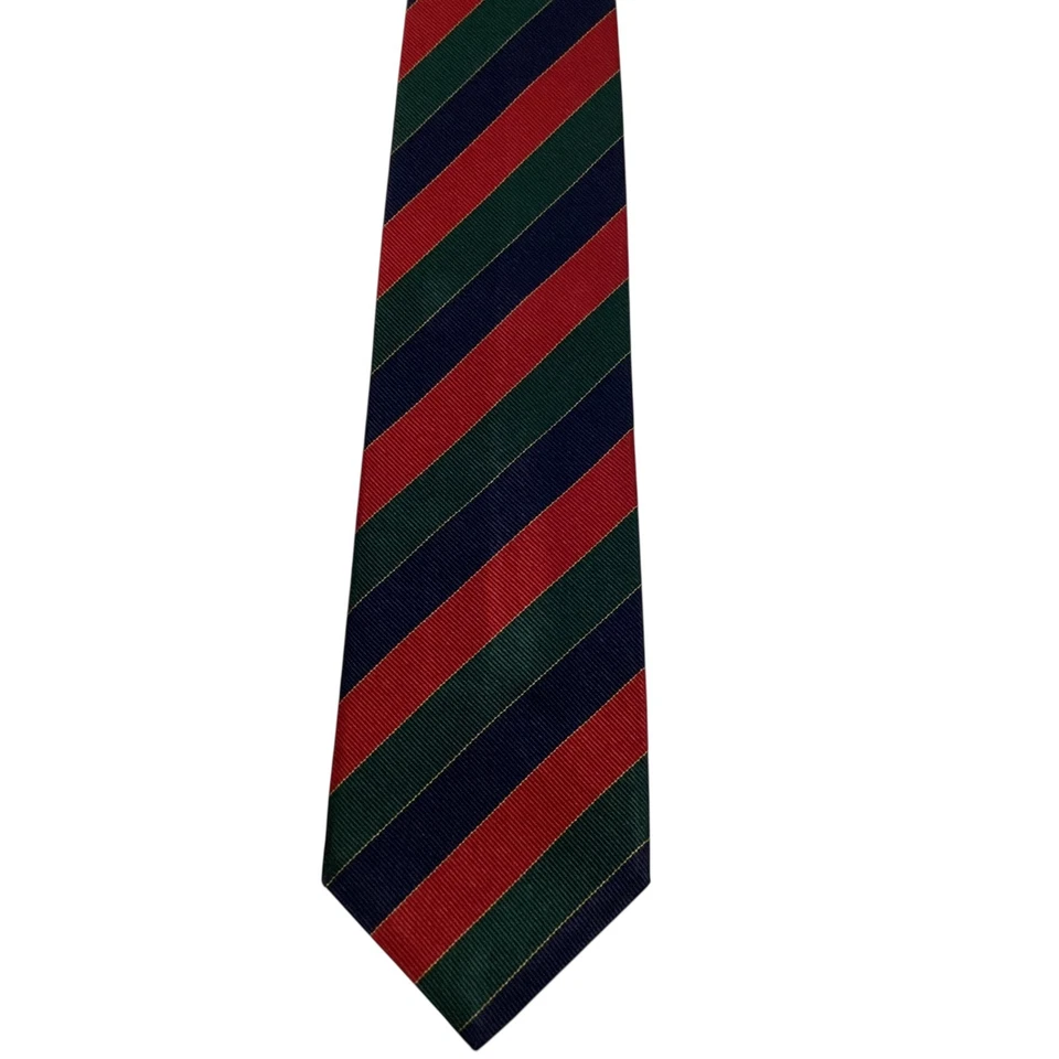 HILDITCH и ключ мужчин 100% шелк галстук дизайнерский в полоску красный/синий/зеленый редкая - Изображение 2 из 3