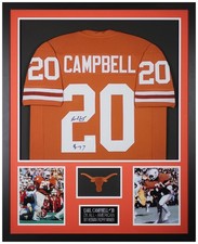 Earl Campbell Autographed and Framed Orange Texas Jersey Auto JSA COA