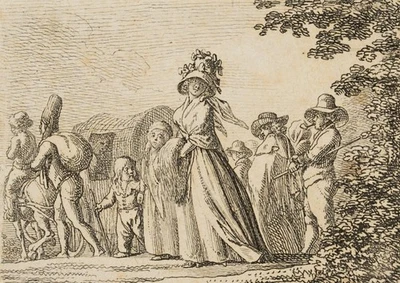 D. CHODOWIECKI (*1726), Belgische Auswanderung,  1789, Rad. Klassizismus Figürli - Bild 1 von 4