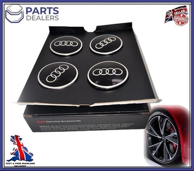 ORIGINAL AUDI RADNABENDECKEL OEM TEIL GLANZ SCHWARZ / CHROMRING 81A.601.170