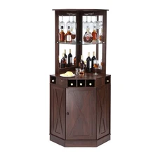 5 Tier Corner Bar Cabinet Tower Wine Liquor Storage Display Rack