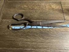 Antique Cast Iron Tailor’s Shears – 9" Heavy Forged Scissors – Primitive Rustic