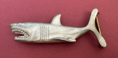 #ad Awesome Vintage Signed Thad McDowell Large 3 D Silver Toned Shark Belt Buckle $98.00