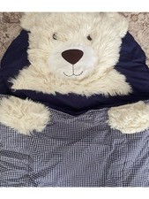 Plush Bear Hooded Sleeping Bag - Navy and Cream
