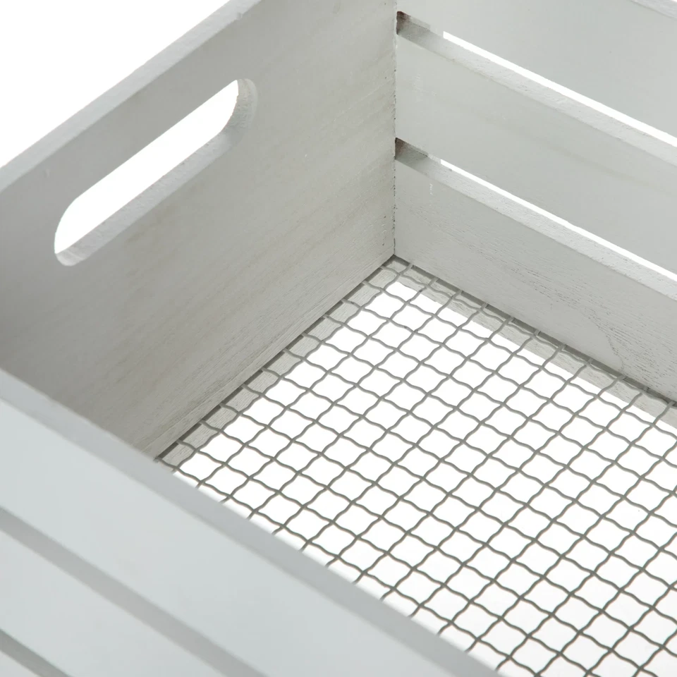 Mainstays ~ Wire & Wooden ~ Gray & White ~ Crate/Basket ~ 14.75 x 11.5 x 6.75 - Image 3 of 4