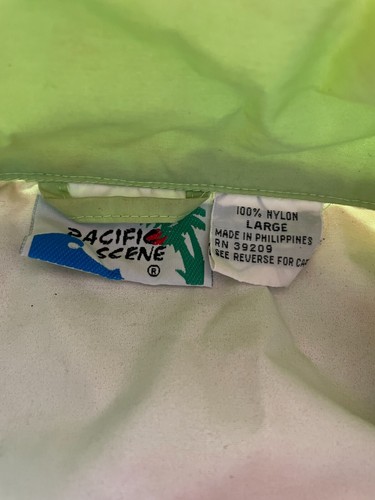 VTG 80s Pacific Scene Nylon Anorak Windbreaker Neon Large - Picture 4 of 6