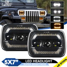 Pair 5x7 7x6 Led Headlights For 1986-1995 Jeep Wrangler Yj 1984-2001 Cherokee Xj