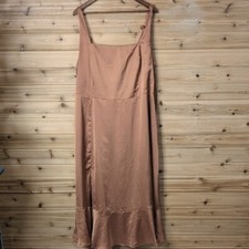 Show Me Your Mumu Dress Womens 2X Bronze Claire Midi Copper Luxe Satin Wedding