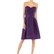 Alfred Sung Strapless Peau De Soie Majestic Purple Cocktail Dress Size 18 BNWT
