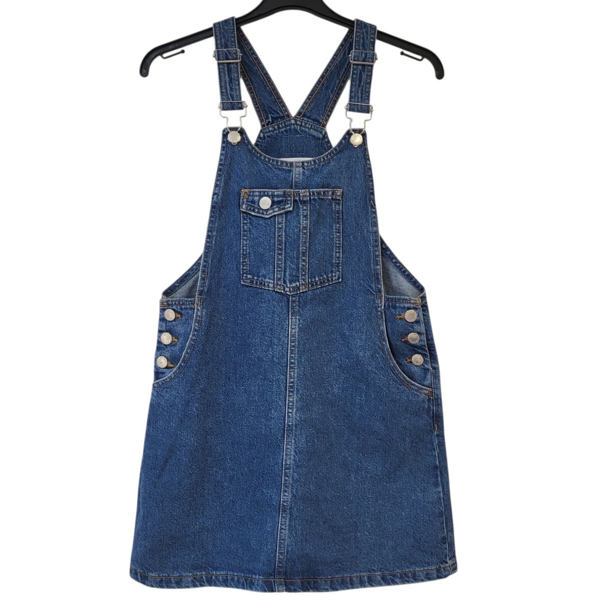 Zara Blue Denim Pinafore Dungaree Dress Girl's UK Age 11-12 Years W26-28
