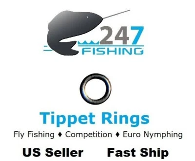24SEVEN FISHING 10 Tippet Rings 2mm/2.5mm/3mm Black Nickel Fly Fishing Leader Tippet Ring S/M/L