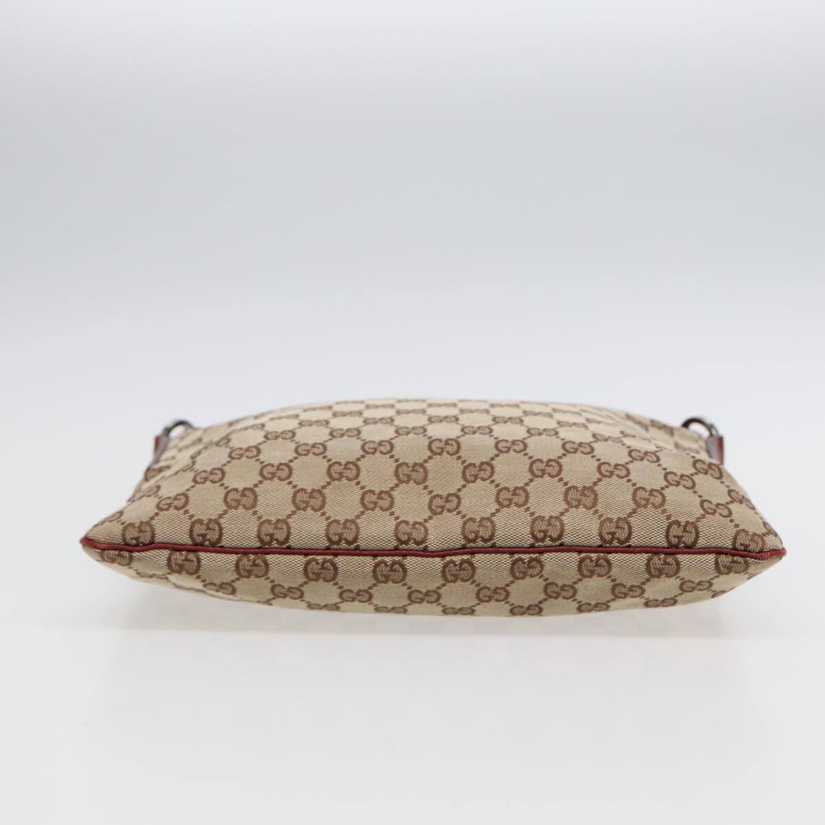 GUCCI GG Canvas Shoulder Bag Beige Silver 113013 Auth 89137 GUCCI GG Canvas Shoulder Bag Beige Silver 113013 Auth 89137