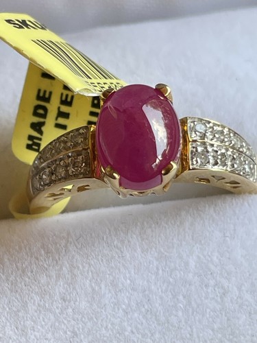 14K Yellow Gold Ruby Oval Shape 2.13 Ct Diamond Ring New with Tags - Picture 4 of 4