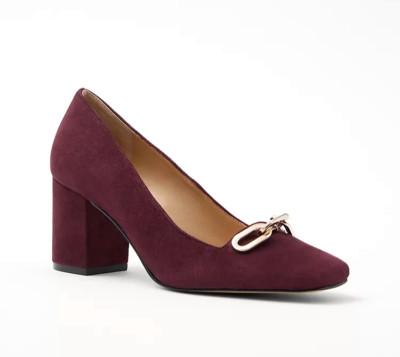 Ann Taylor Women's $168 Chain High Block Heel Suede Pumps size 8.5M
