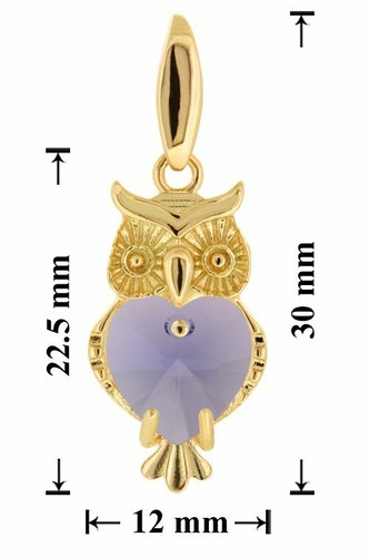 Pendentif chouette plaqué or argent fait avec 6228 cœurs cristaux Primero® - Photo 2/18