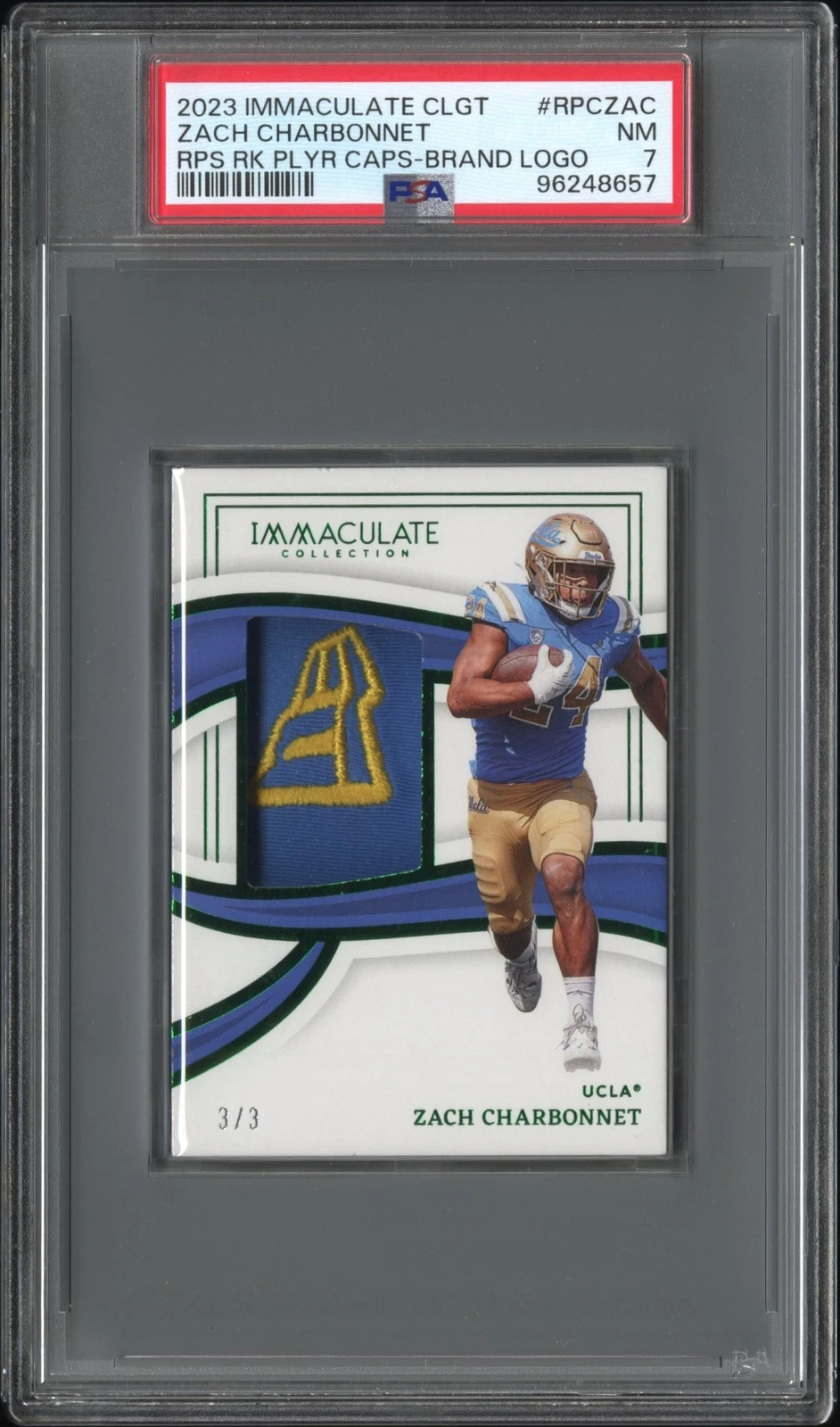 Zach Charbonnet Panini Immaculate Collection Collegiate Rps Rookie Player Caps #RPCZAC Brand Logo
