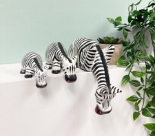 Zebra Shelf Ornament Wood Hand Carved Decoration Carving Home Decor