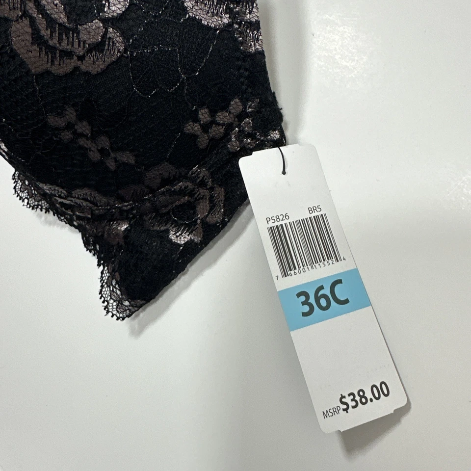 Sujetador Paramour Felina Negro Plata Encaje Con Aros Ligeramente Acolchado Talla 36C 5826 Foto 3 de 4