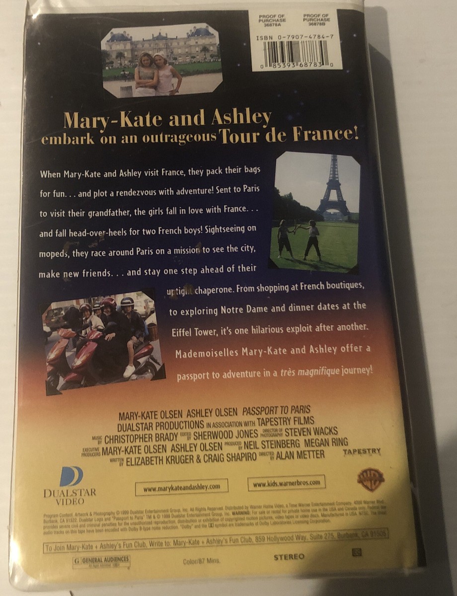 Passport to Paris (VHS, 1999, Clamshell) Ashley Olsen, Mary-Kate