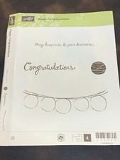 STAMPIN UP Rubber Cling Stamp Set Gently Used HAPPY CONGRATULATIONS