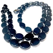 Black Flat Oval 12mmx9mm Glass Beads 2x Strand High Quality for Jewellery Making