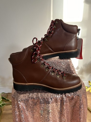 JOULES Newtown Hiker Boots UK 5 7 8 & 9 Brown Leather Rubberised NEW FREEPOST - Imagen 3 de 22