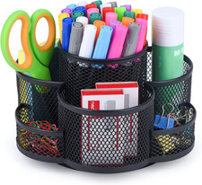 Pen Holder for Desk, Rotating Pencil Holder, Cup Black
