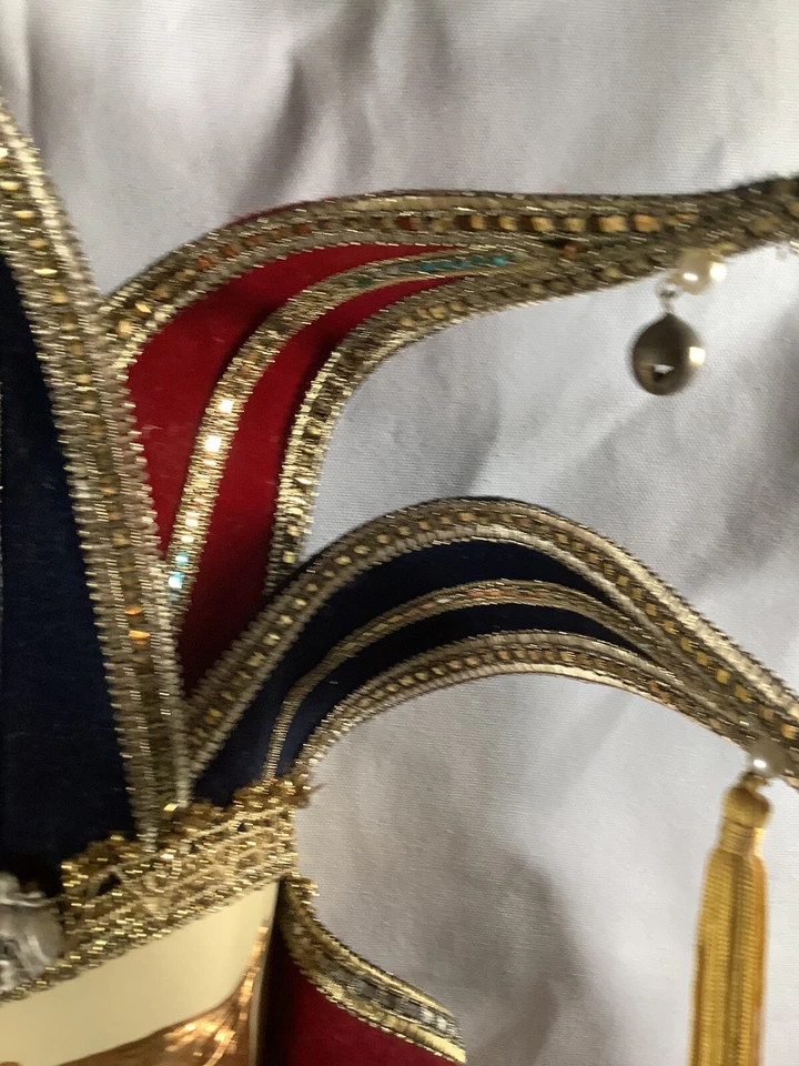 Face Mask Signed Handmade Paper Mache Joker Jester With Handle Florence Italy - Image 3 of 4