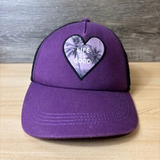 Life Is Good Hat Cap Snap Back Womens Purple Heart Adjustable