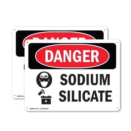 (2 Pack) Sodium Silicate OSHA Danger Sign Decal Metal Plastic - 第 1/23 張圖片