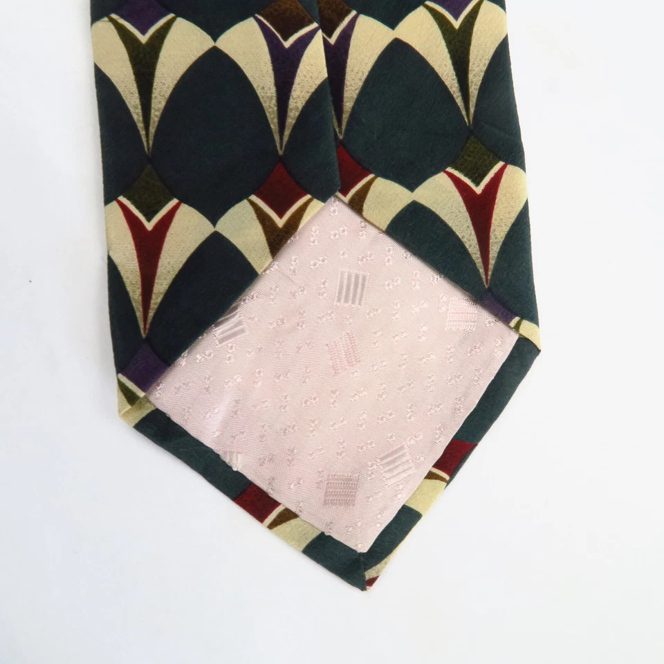 J.T. Beckett Mens Neck Tie Multi Purple Teal Red Abstract Pattern Silk 58x3.75 - Image 4 of 4