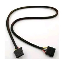 24" 4 Pin Molex Black Sleeved Power Extension Cable, Black - For PC Computer PSU
