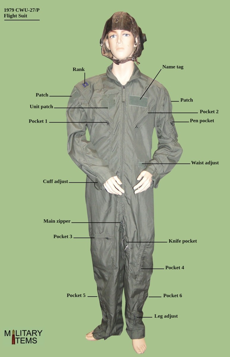 1979 Captain US Air Force CWU-27/P Flight Suit - 44 L (4640 1979 Captain US Air Force CWU-27/P Flight Suit - 44 L (4640