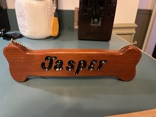 Handmade Wooden Bone Shaped Dog Sign Jasper