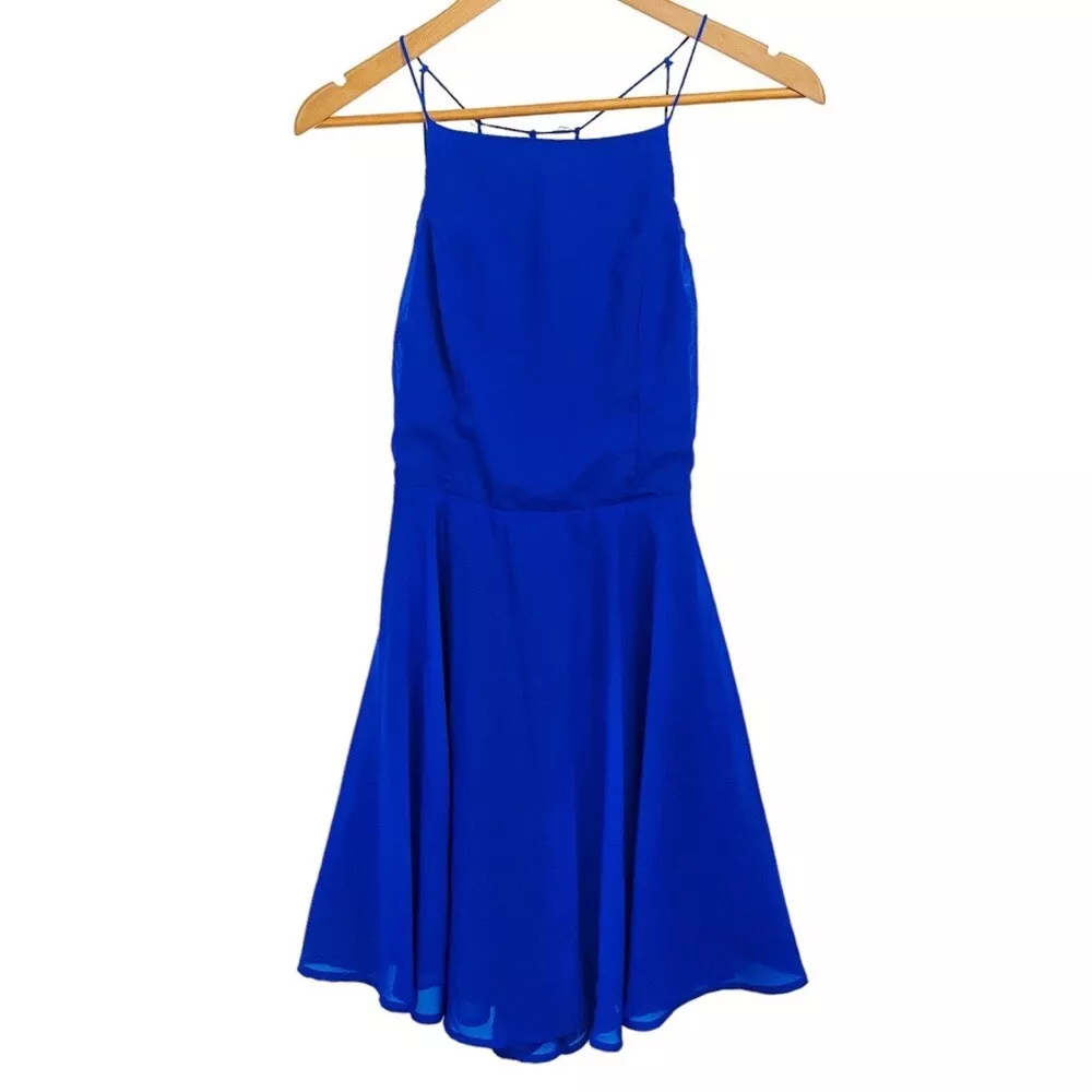 Charlotte Russe Strappy Back Dress Size M Royal Blue Zip Up Closer