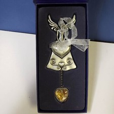 DREAM ANGEL SUNCATCHER Metal Hanging Ornament with CLEAR Heart Gem in Box