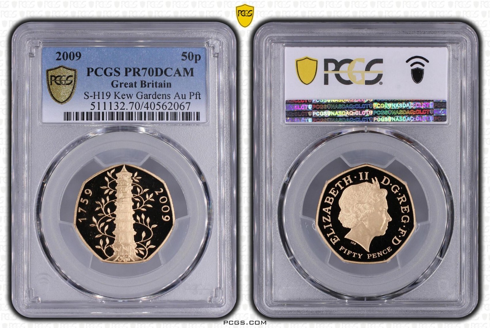 2009 Royal Mint Kew Gardens Piedfort 50p Gold Proof Coin PCGS PR70 DCAM