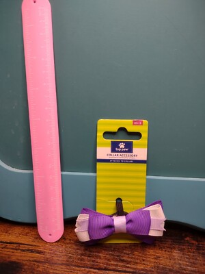 Purple White Bow Collar Slide Accessory XS NEW Cat Dog Bow Attach Top Paw 
