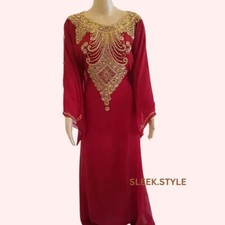 Kaftan Eid SALE Georgette Moroccan Dubai  Abaya Farasha Dress Long Gown Ramadan