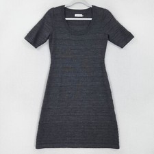 Calvin Klein Dress Womens Small Gray Wool Blend Short Sleeve A Line Sheath Knit