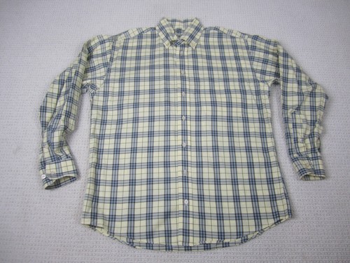 VTG Burberry London Shirt Mens Medium Yellow Blue Long Sleeve Button Down Casual