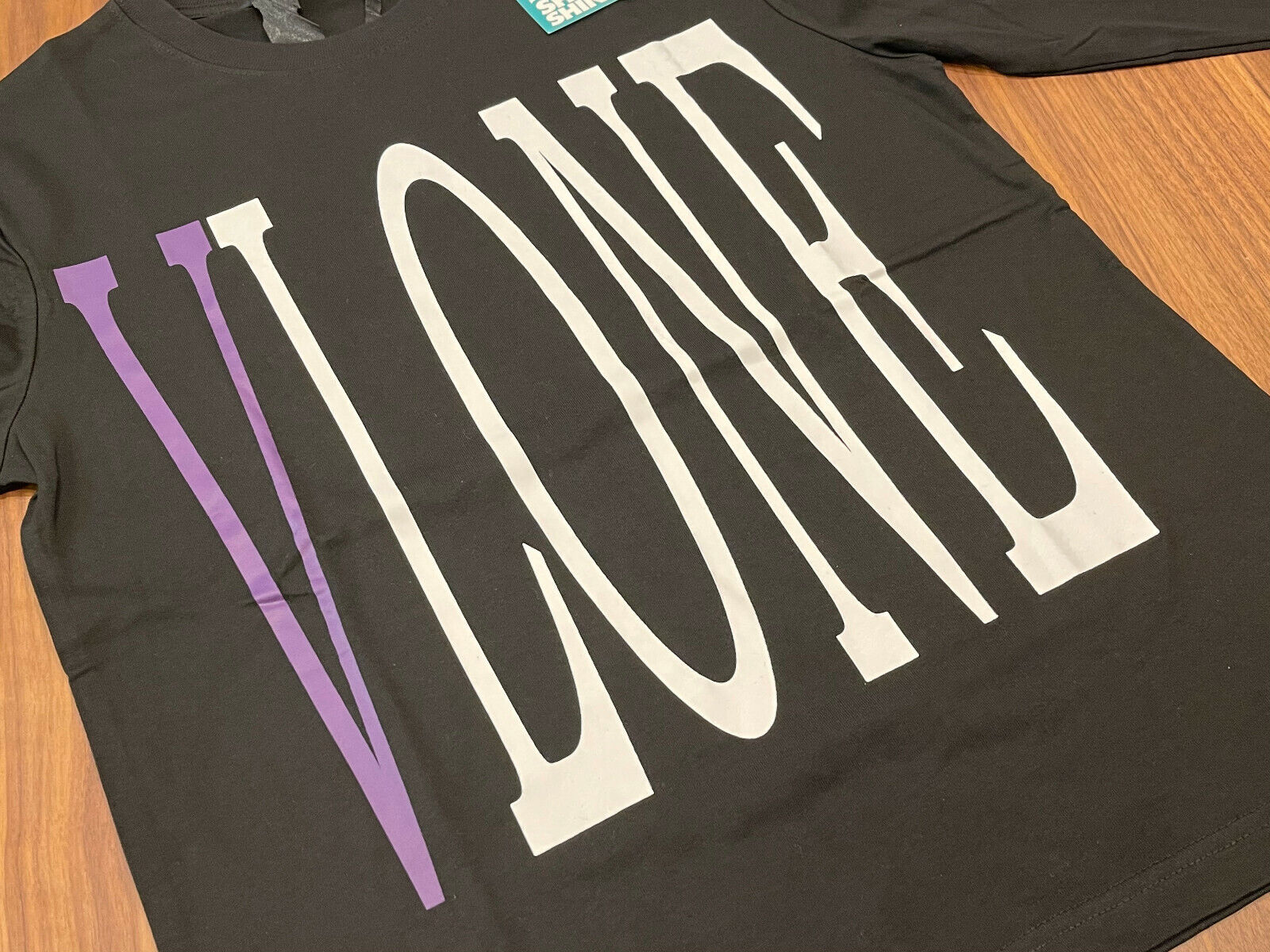 VLONE STAPLE LOGO PURPLE ON BLACK WHITE LONG SLEEVE TEE SHIRT SUPREME NEW SMALL