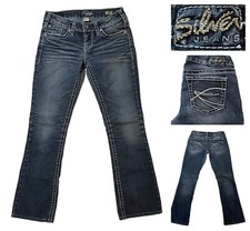 Silver Jeans AIKO BOOTCUT Low Rise Womens 28 X 33 Med Blue Wash Contrast Stitch