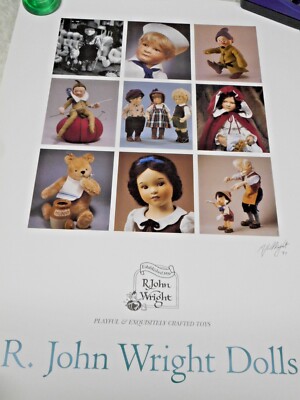 R. John Wright Dolls Poster/Print Ltd Ed 1997  21x18'' Mint in Mail Tube Rare