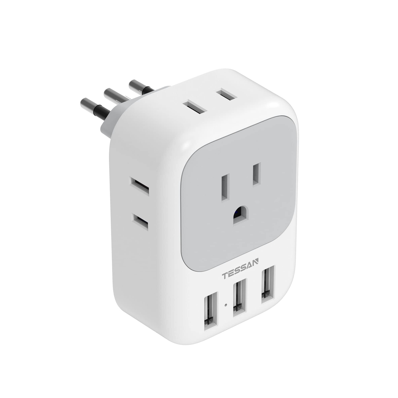 Italy Travel Plug Adapter, US to Italian Power Adapter with 4 Outlets and 3 U...
