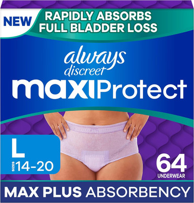 Always Discreet Maxiprotect Adult Diapers for Women, Incontinence Underwear, Sce