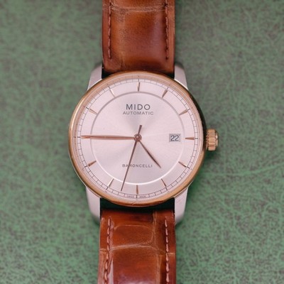 Mido Sliver-white Dial Baroncelli M8600.3.10.4 Men's Watch Automatic 38mm Date