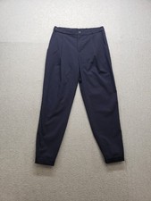 Uniqlo Women Dress Pant S Navy Blue Zip Button Pleated High Rise Stretch Formal