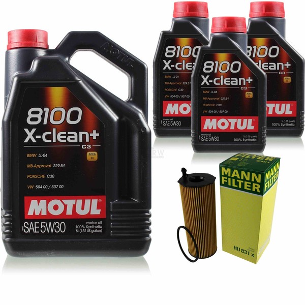 Mann Inspektionspaket 8L Motul 8100 X-Clean+ 5W-30 FüR Audi A6 Allroad 3.0 TDI-image