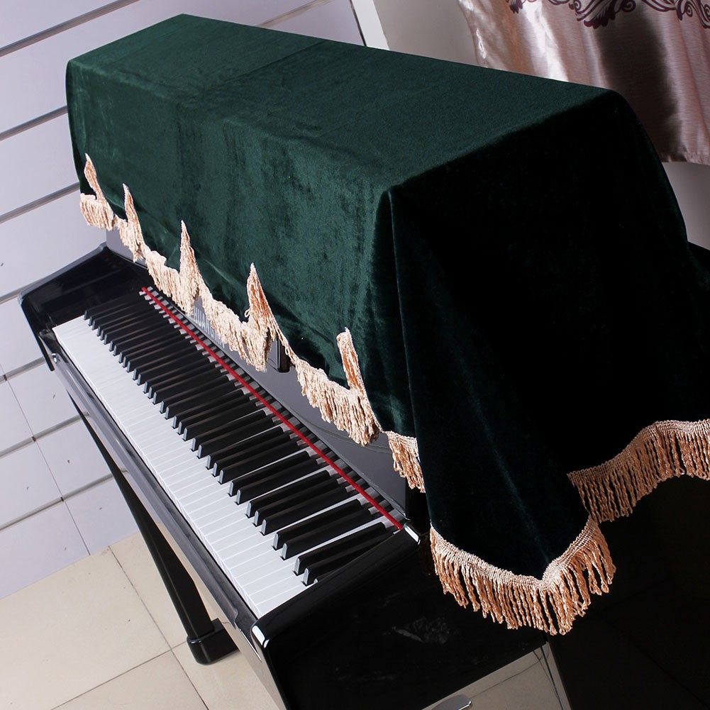 88 Key Piano Half Covered Anti Dust Cover Flannelette Piano Cover Fine Frill Edg